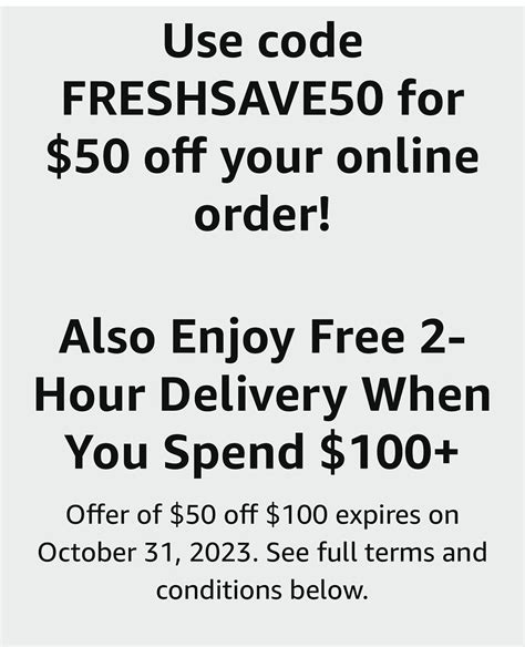 Amazon fresh 50 off 100. Things To Know About Amazon fresh 50 off 100. 